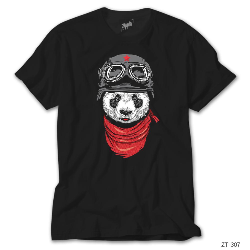 Panda Pilot Siyah Tişört