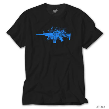 Blue Machine Gun Siyah Tişört