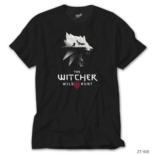 The Witcher 3 Wolf Silhouette Siyah Tişört