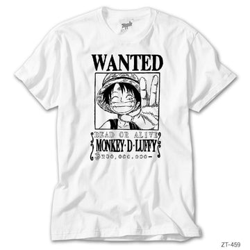 Wanted Luffy Beyaz Tişört