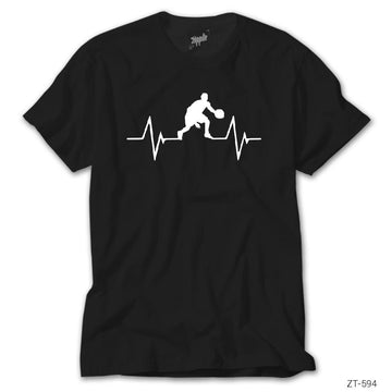 Basketball Heartbeat Siyah Tişört