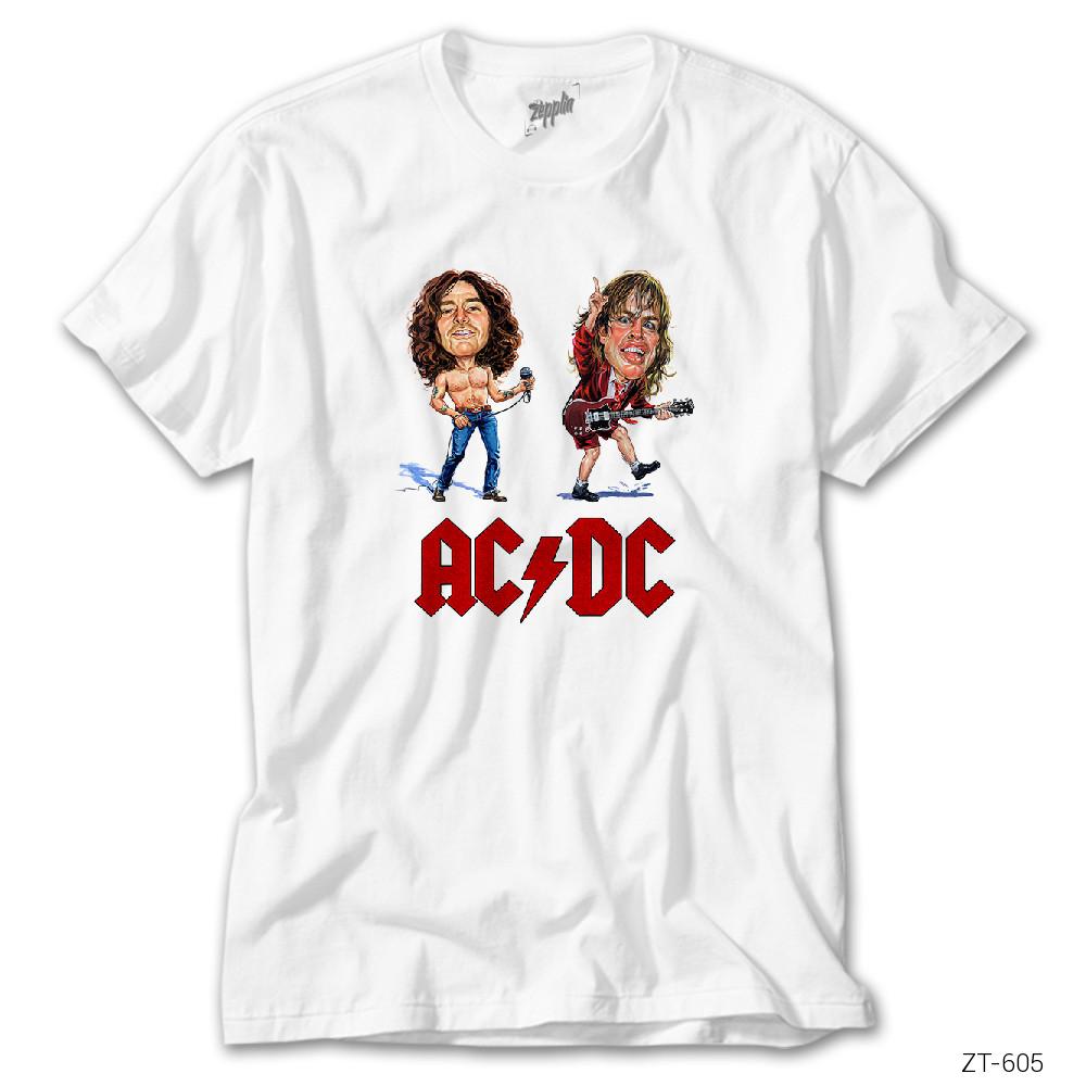 İndirimli AC DC Cartoon Beyaz Tişört