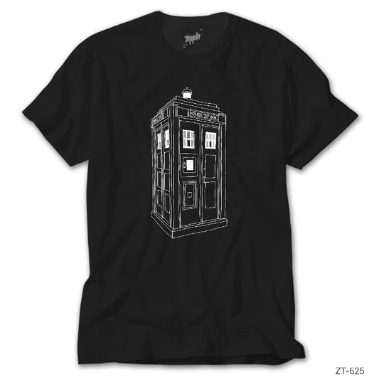 Doctor Who Tardis BW Siyah Tişört