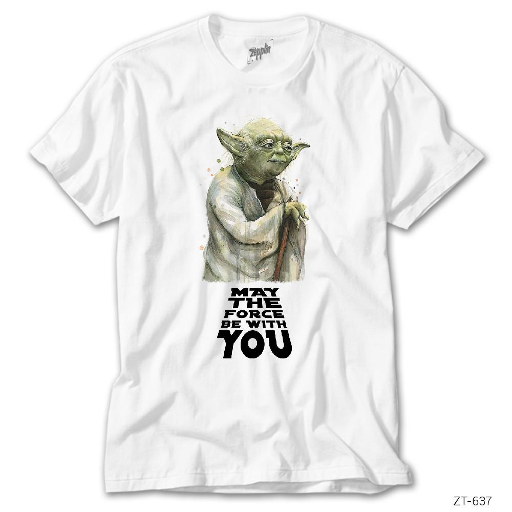 Star Wars Yoda May the Force Be With You Beyaz Tişört