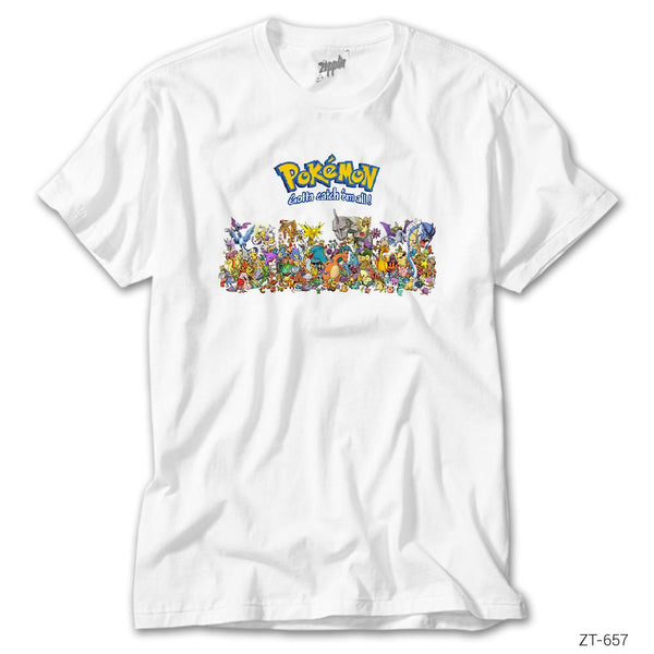 Pokemon Karakterleri Beyaz Tişört