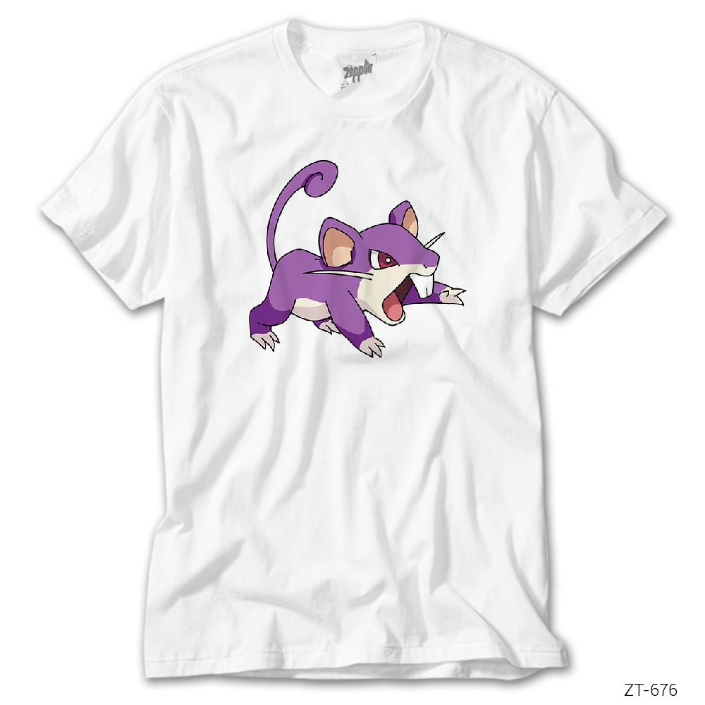 Pokemon Rattata Beyaz Tişört