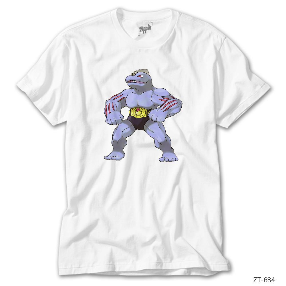 Pokemon Machoke Beyaz Tişört