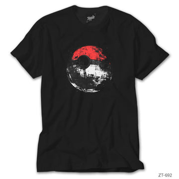 Pokemon Ball Space Ship Siyah Tişört