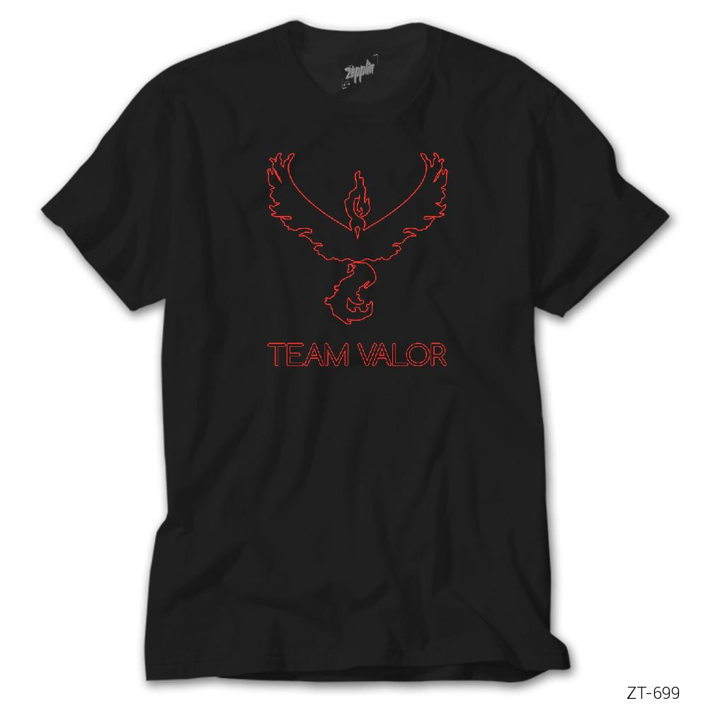 Pokemon Team Valor Outline Siyah Tişört