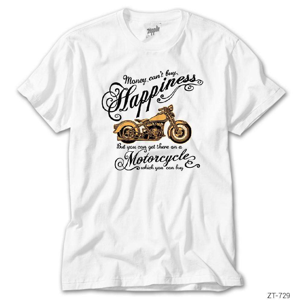 Happines Motorcycle Beyaz Tişört