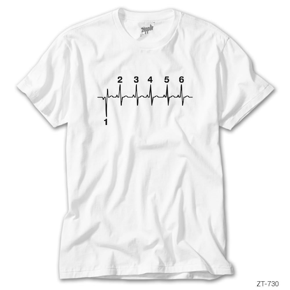 Motorcycle Heartbeat Gear Beyaz Tişört