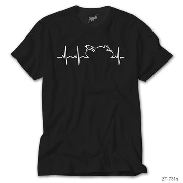 Motorcycle Heartbeat Line Siyah Tişört