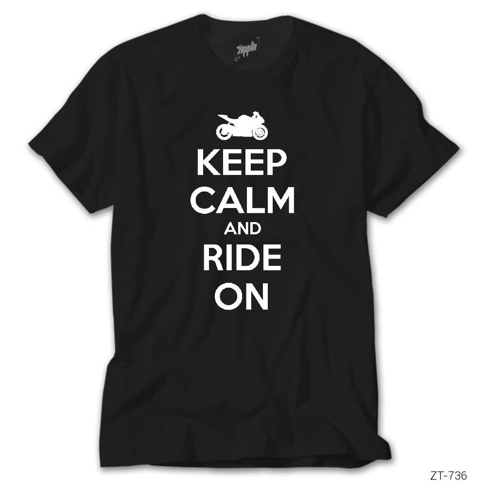 Keep Calm and Ride On Siyah Tişört