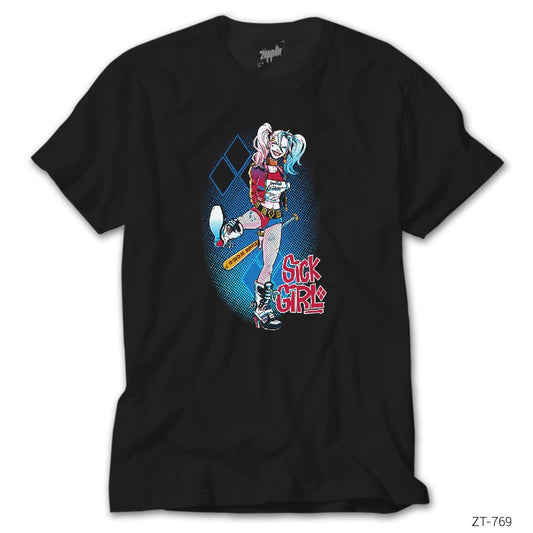 Suicide Squad Harley Quinn Sick Girl Siyah Tişört