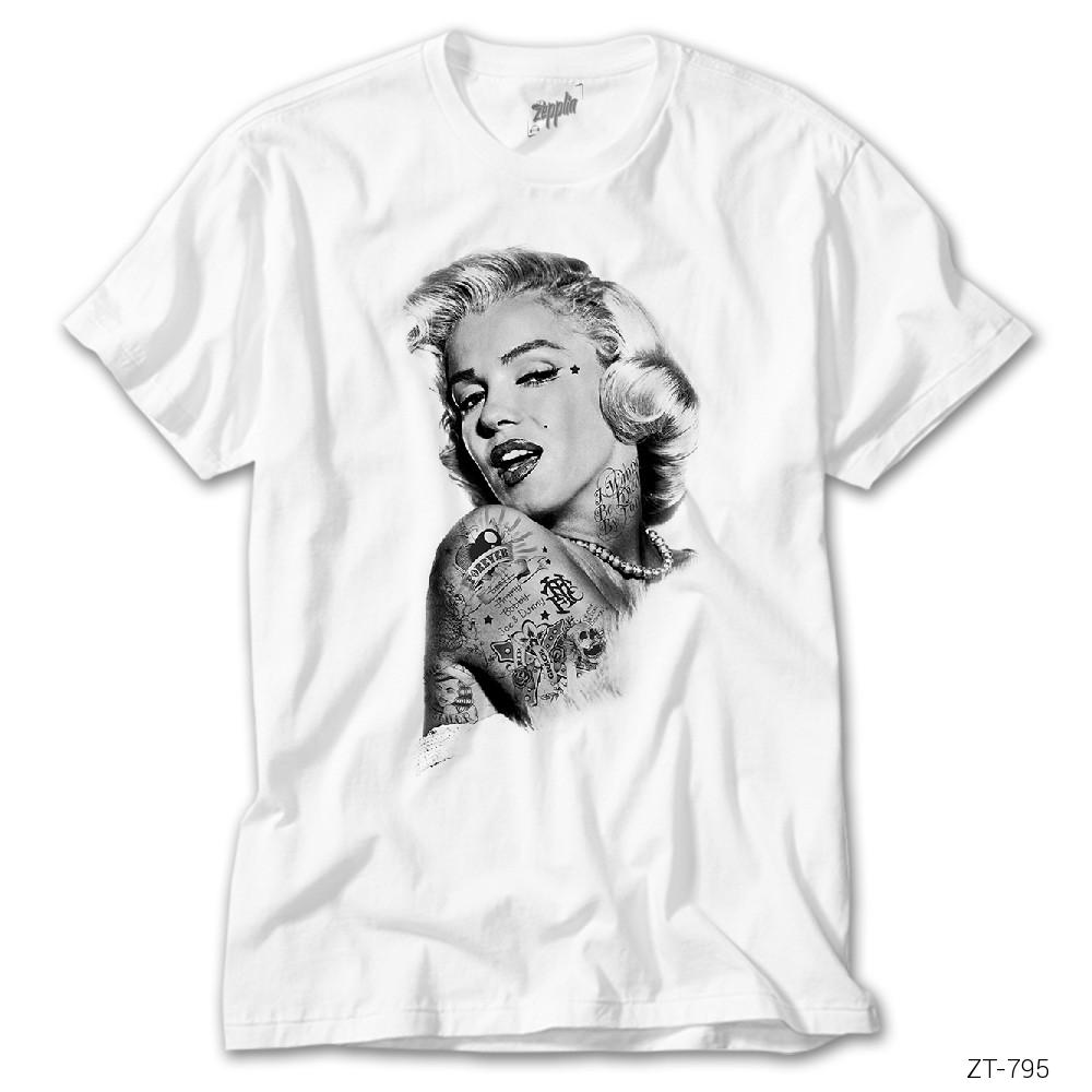 Marilyn Monroe Tattoo Beyaz Tişört