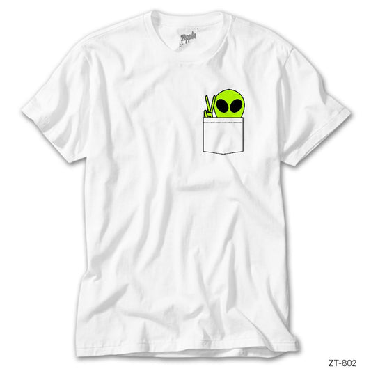 Pocket Alien Beyaz Tişört