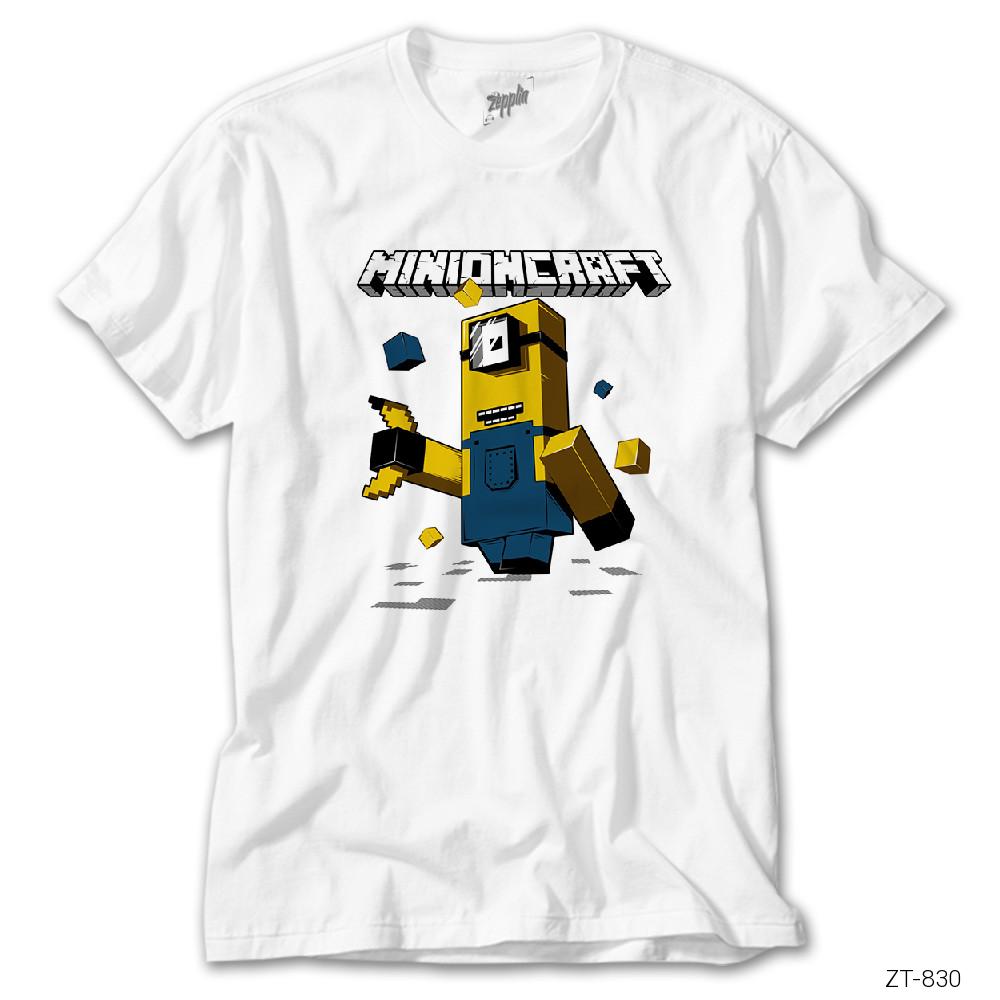 Minion Minecraft Beyaz Tişört