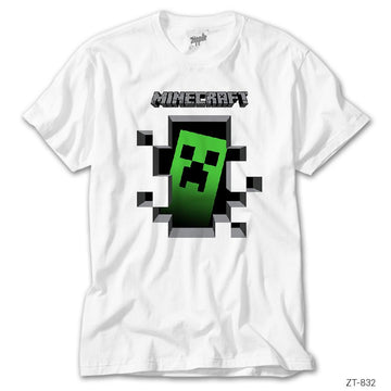 Minecraft Creeper Inside Beyaz Tişört