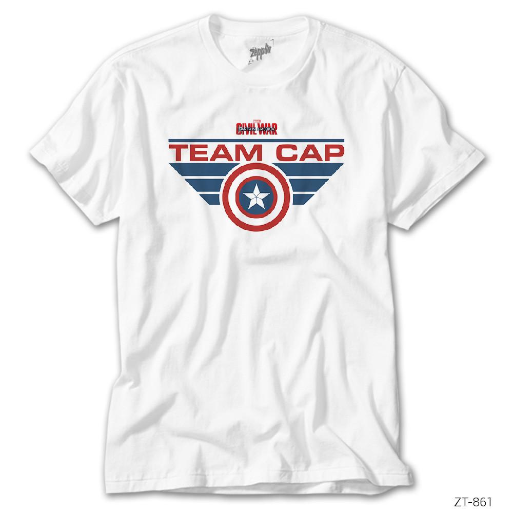 Civil War Team Cap Logo Beyaz Tişört