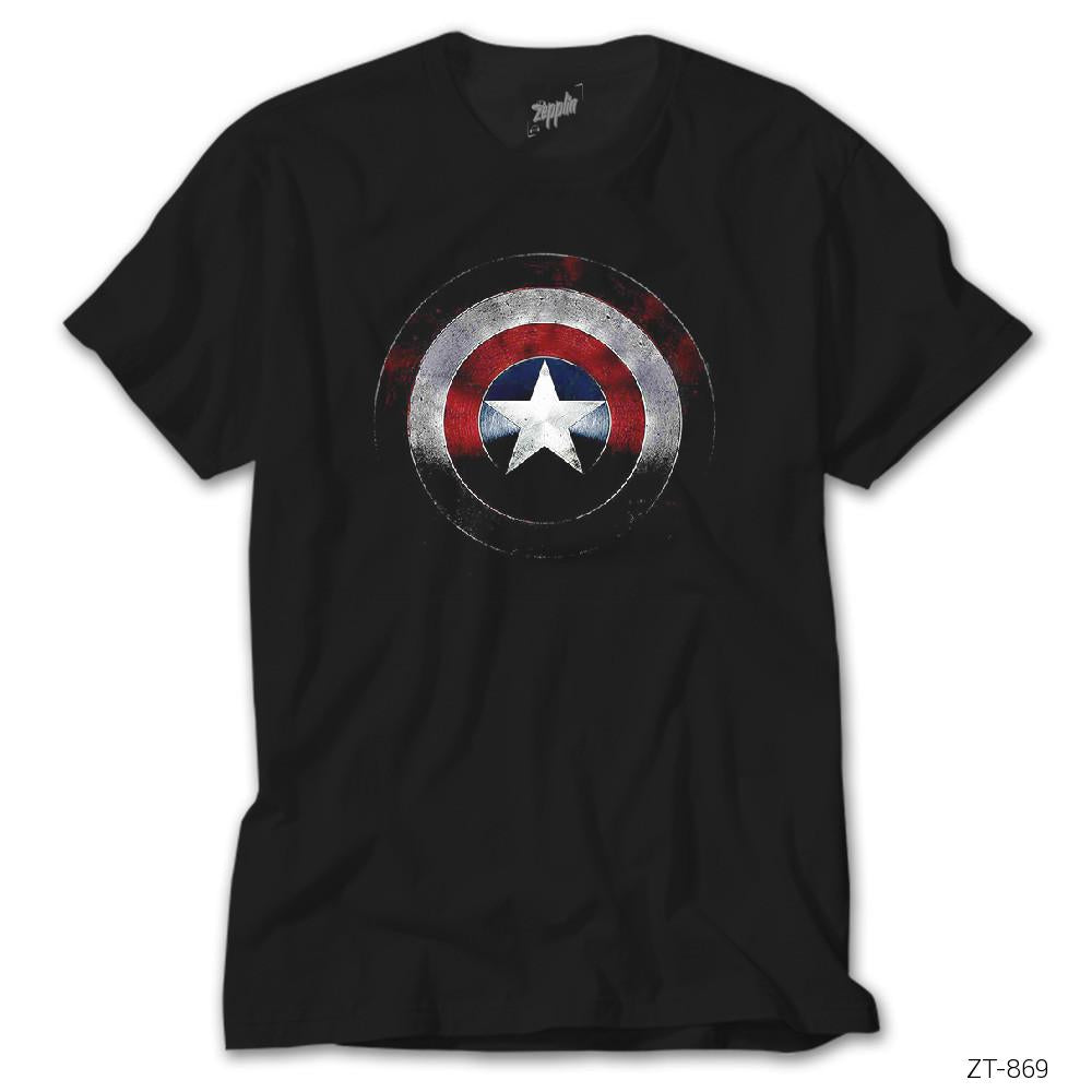 Captain America Shield Siyah Tişört