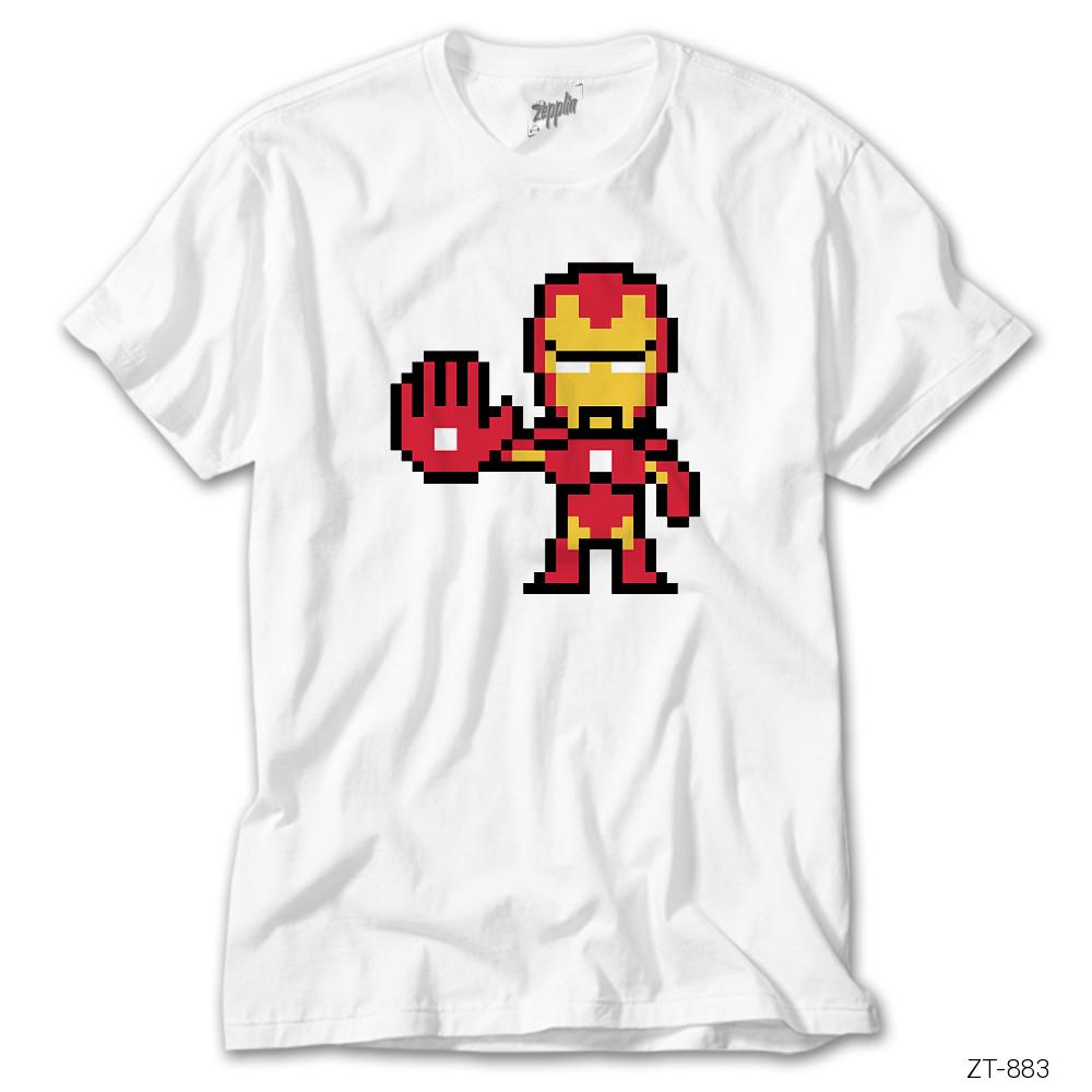 Iron Man 8bit Beyaz Tişört