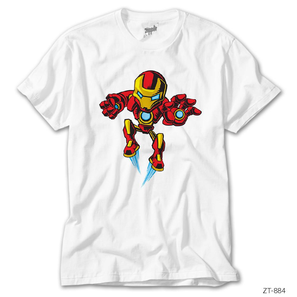 Iron Man Cartoon Beyaz Tişört