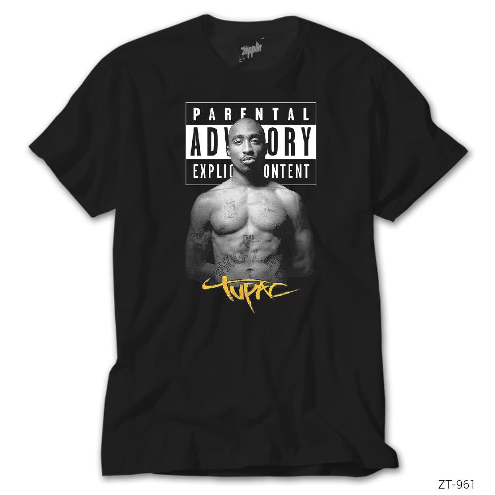 Tupac Parental Advisory Siyah Tişört