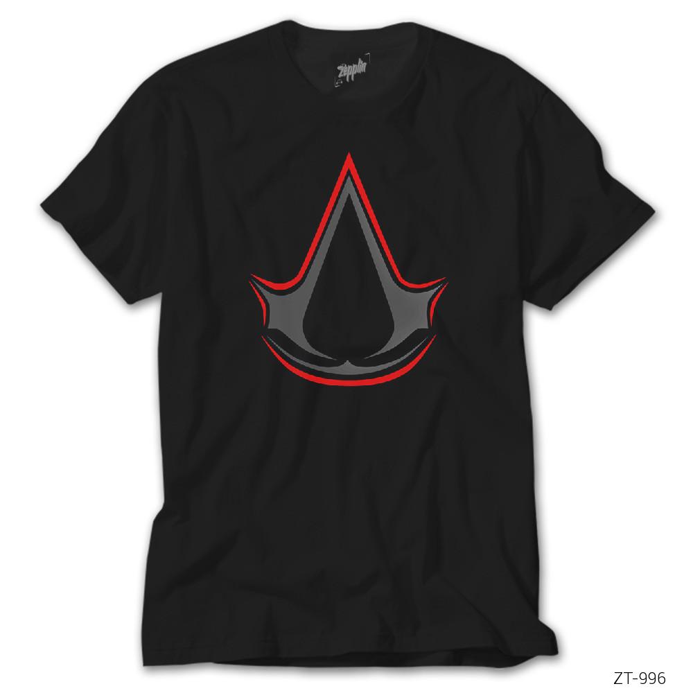 Assassins Creed Logo Redline Siyah Tişört