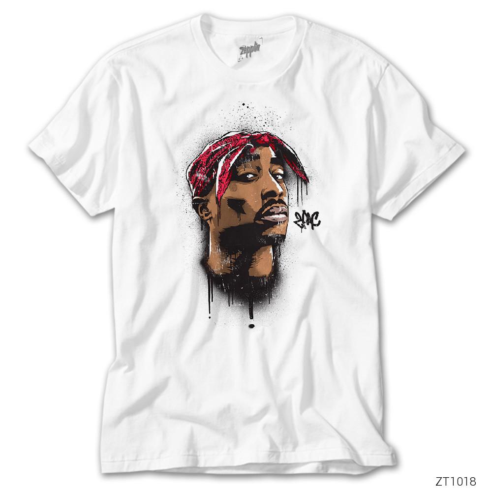 Tupac Shakur Cartoon Artwork Beyaz Tişört