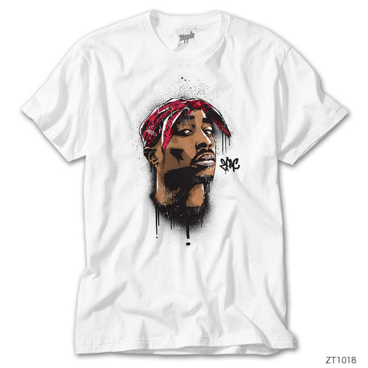 Tupac Shakur Cartoon Artwork Beyaz Tişört
