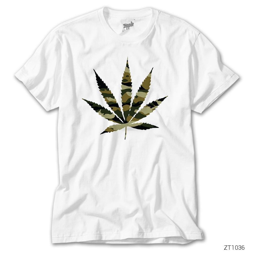 Camo Marijuana Weed Beyaz Tişört
