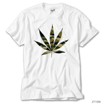 Camo Marijuana Weed Beyaz Tişört