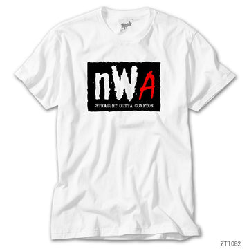 NWA Straight Outta Compton Stencil Logo Beyaz Tişört