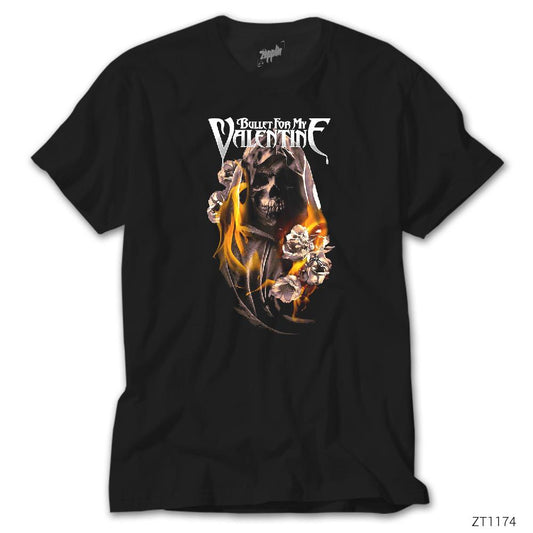 Bullet For My Valentine Fire Skull Siyah Tişört