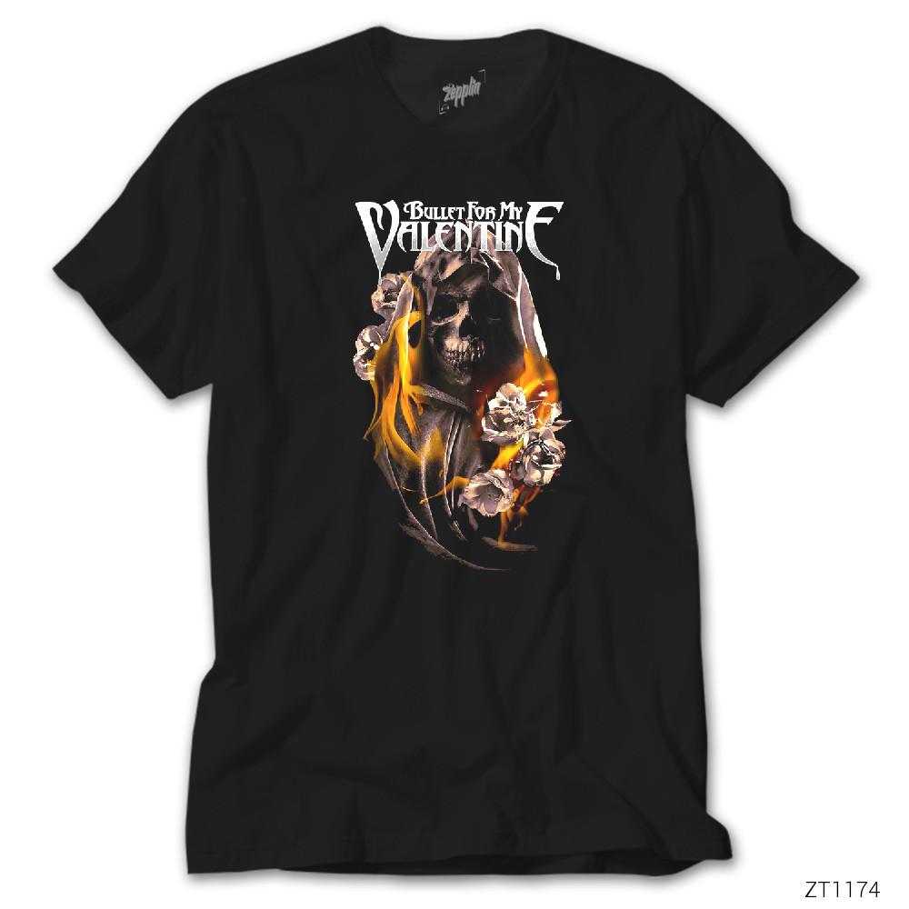 Bullet For My Valentine Fire Skull Siyah Tişört