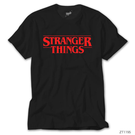 İndirimli Stranger Things Logo Siyah Tişört