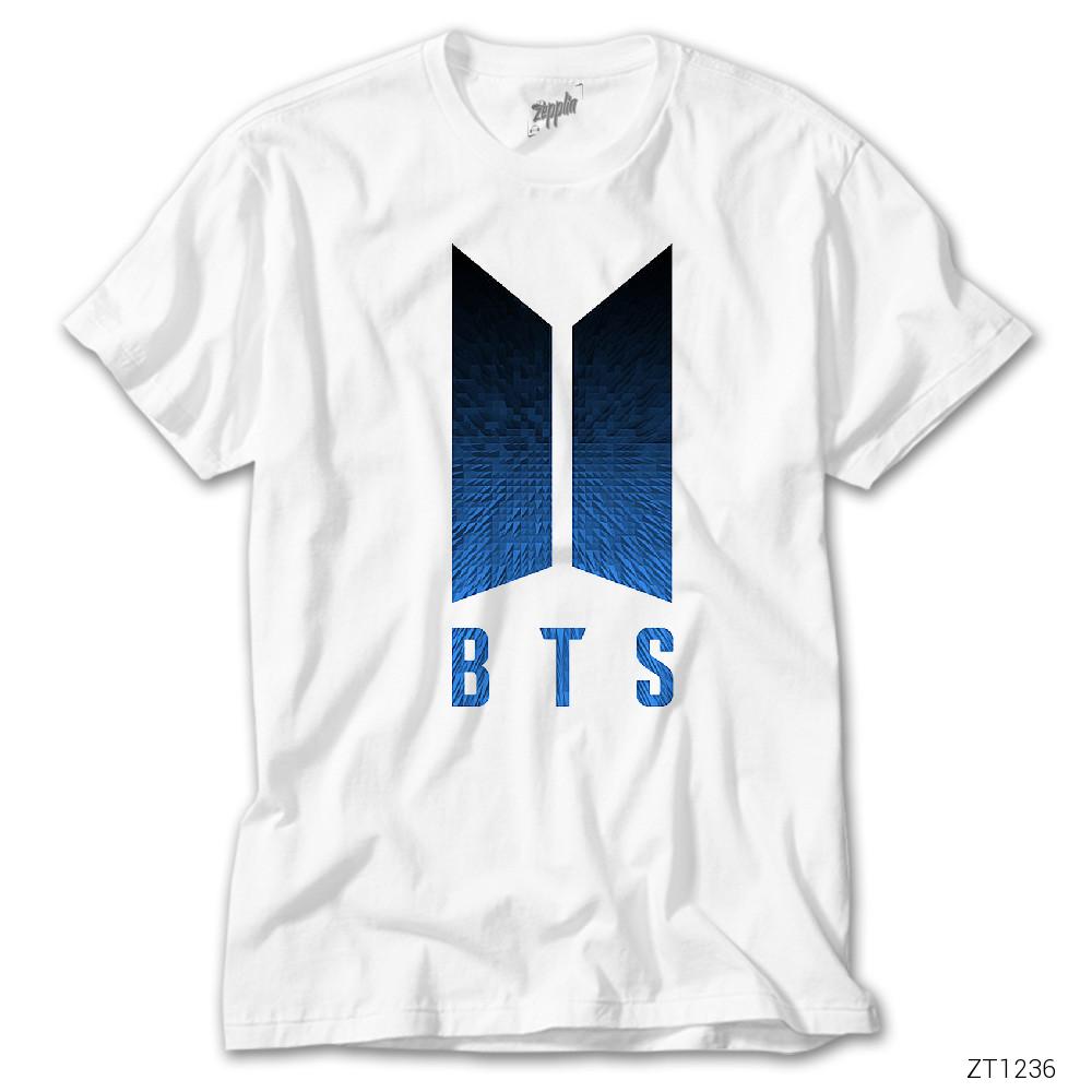 BTS Blue Logo Beyaz Tişört