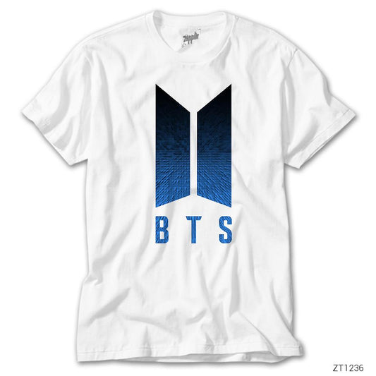 BTS Blue Logo Beyaz Tişört