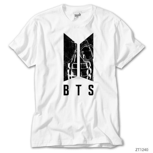 BTS Logo Grenade Beyaz Tişört