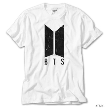 BTS Logo Marble Beyaz Tişört