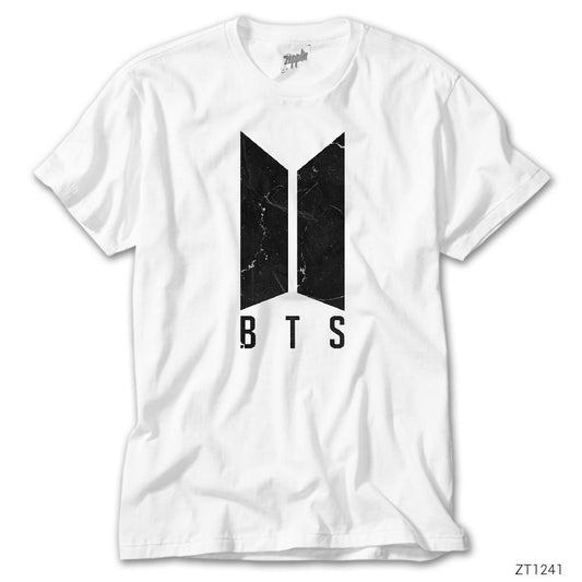 BTS Logo Marble Beyaz Tişört