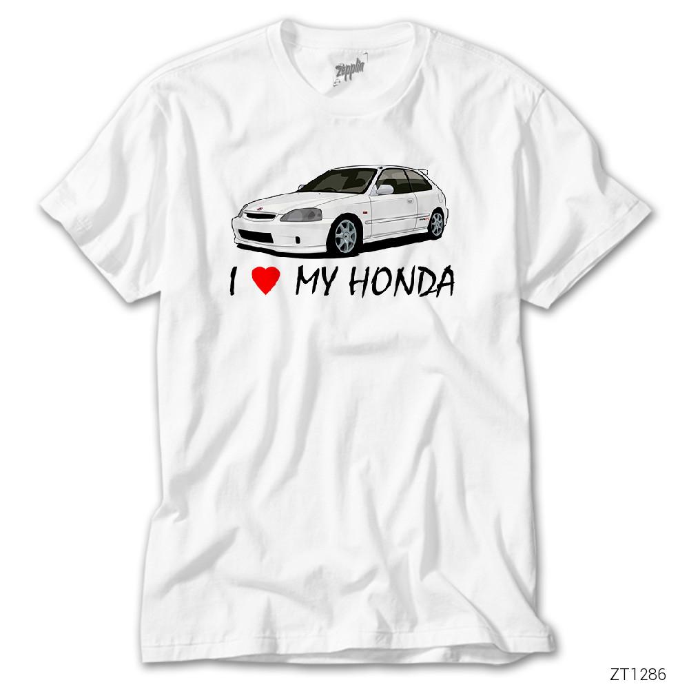 Honda Civic I Love My honda Beyaz Tişört