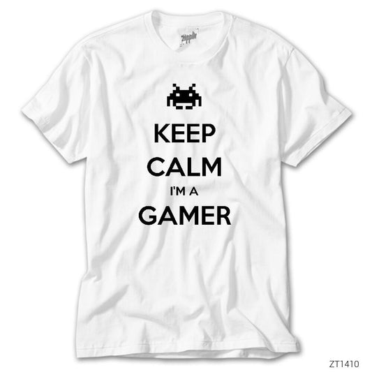 Keep Calm Gamer Beyaz Tişört