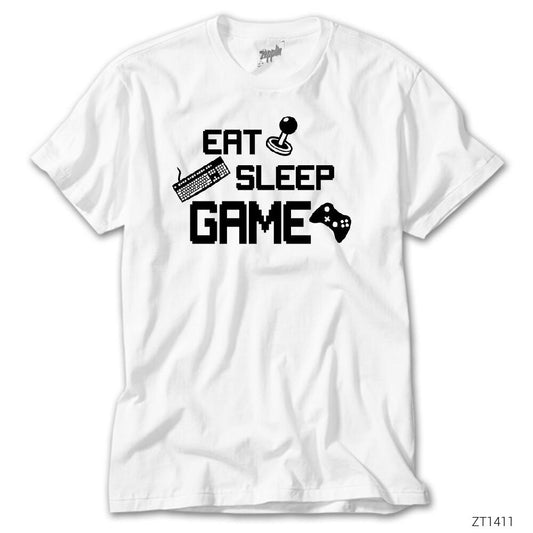 Eat Game Sleep Beyaz Tişört