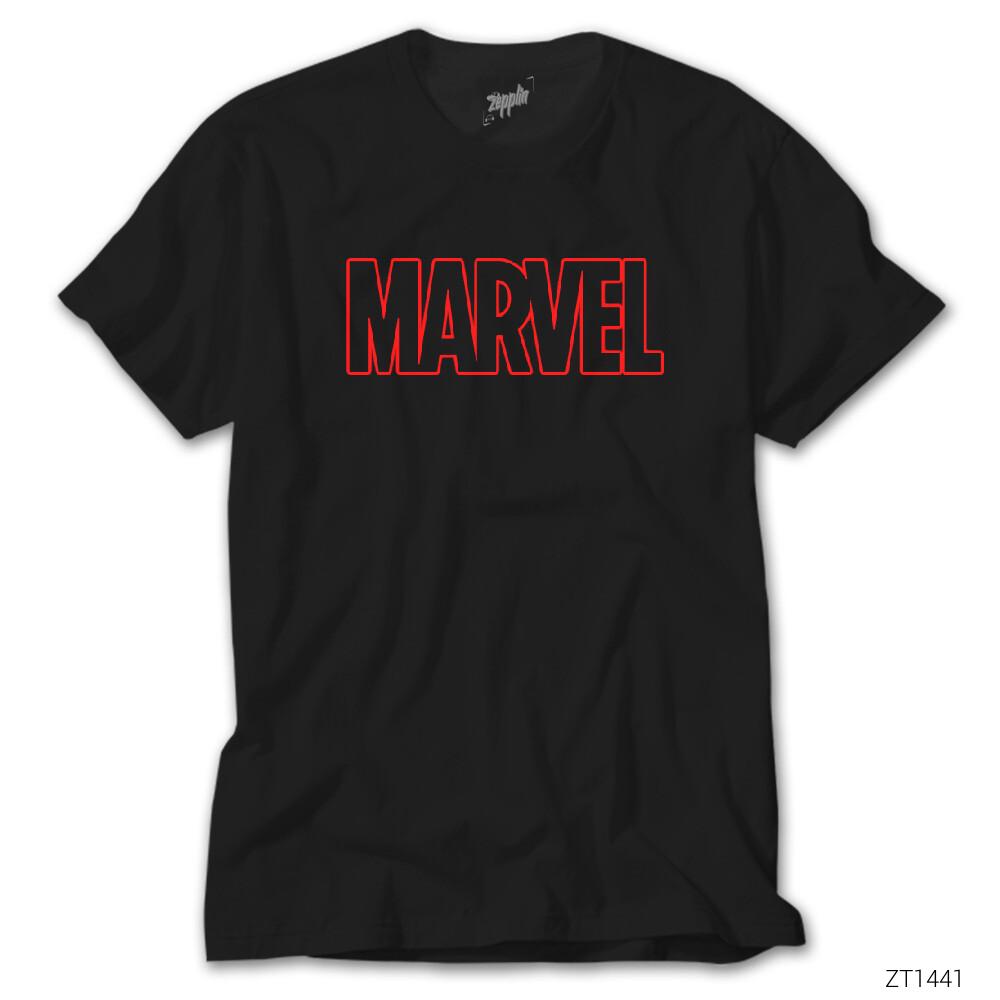 Avengers Infinity War Marvel Outline Logo Siyah Tişört