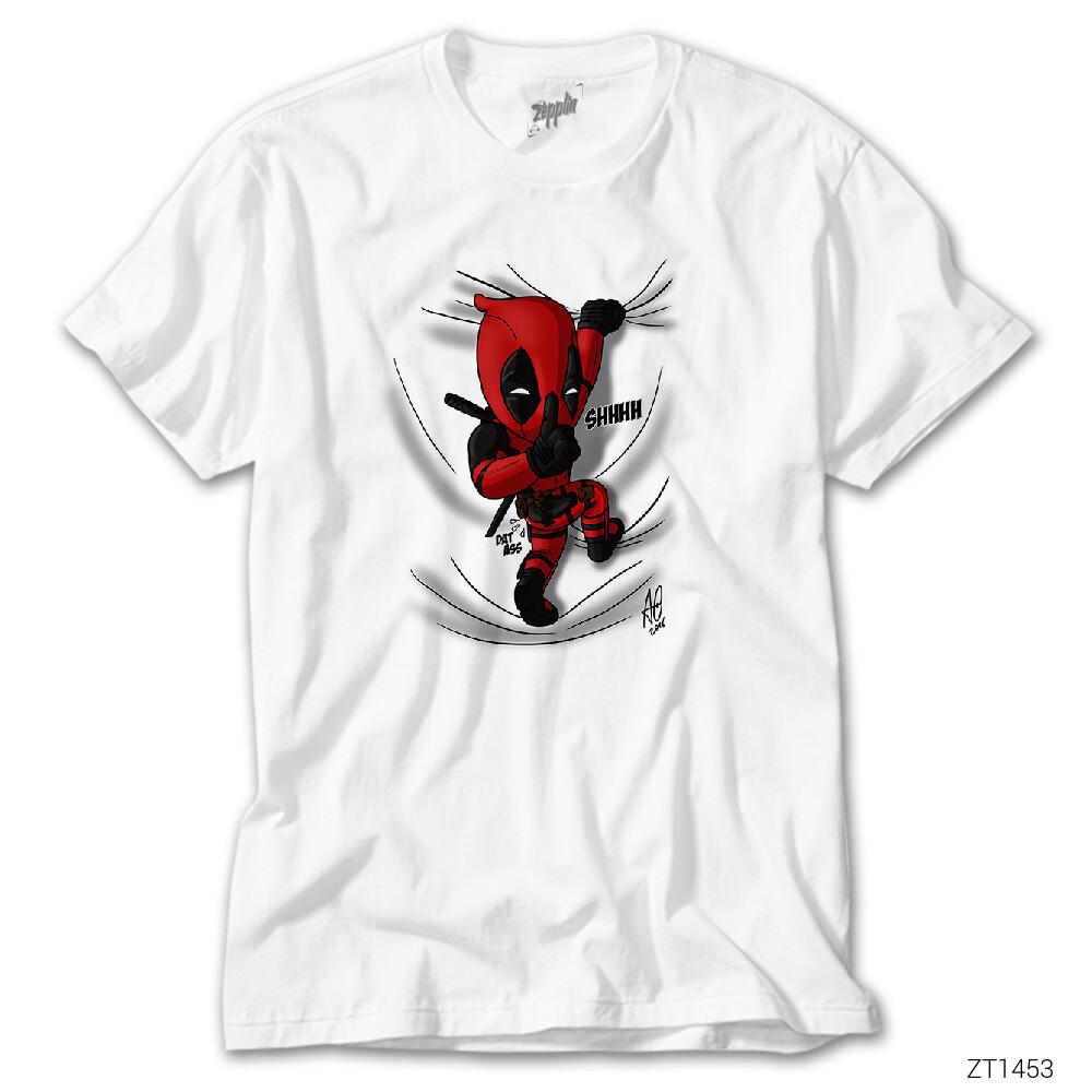Deadpool Shhhhh Beyaz Tişört
