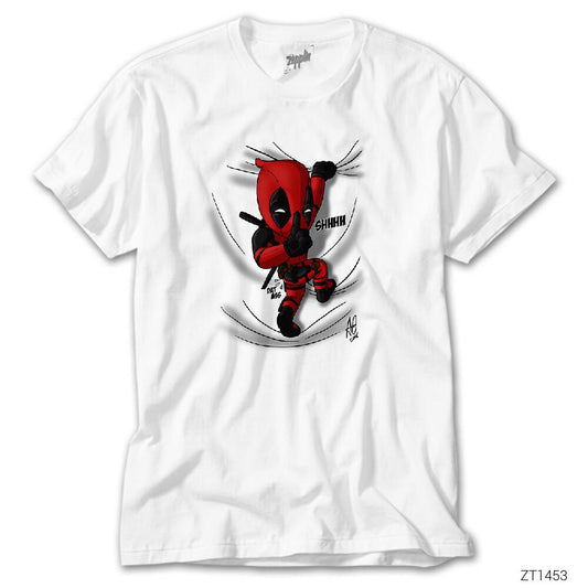 Deadpool Shhhhh Beyaz Tişört