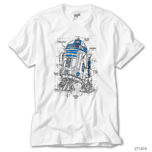 Star Wars R2D2 Schema Beyaz Tişört