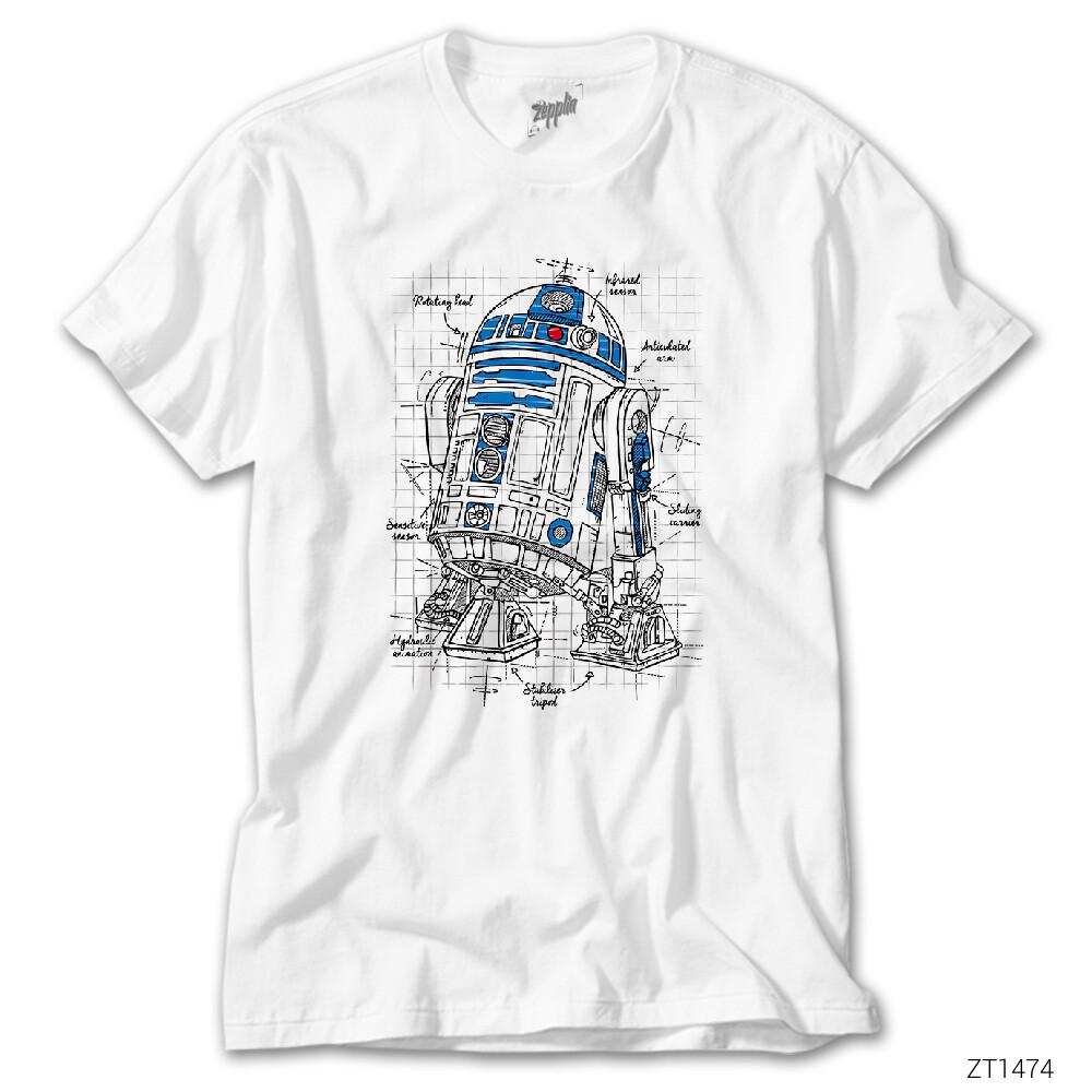 İndirimli Star Wars R2D2 Schema Beyaz Tişört
