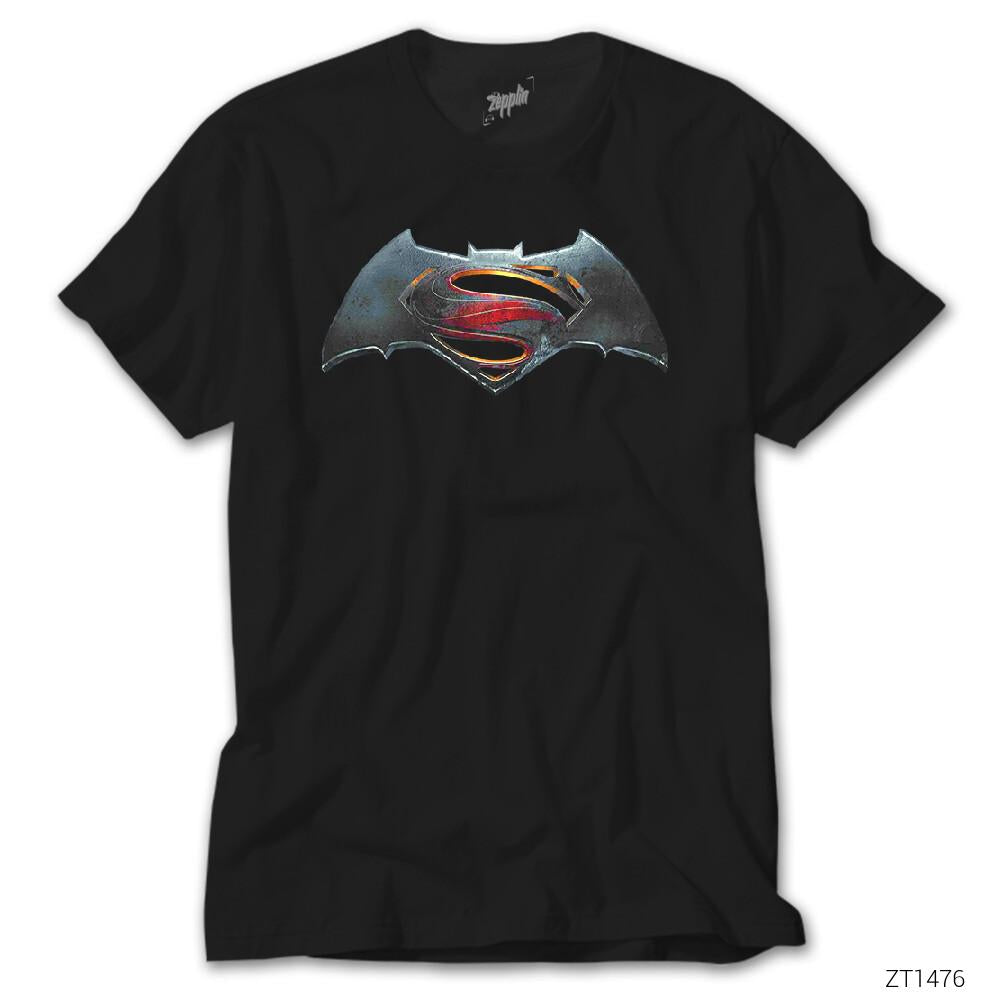 Superman v Batman Logo Siyah Tişört